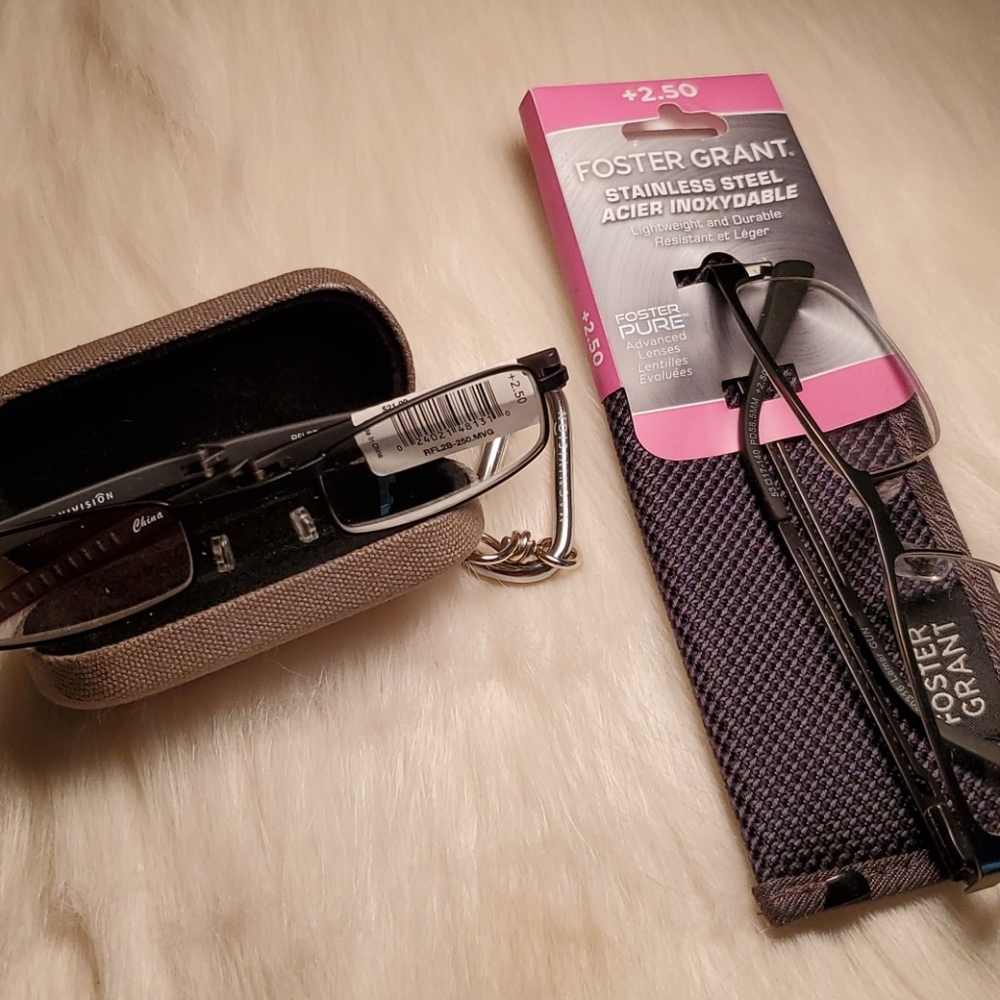 Two pair 2.50 reading glasses.  NWT